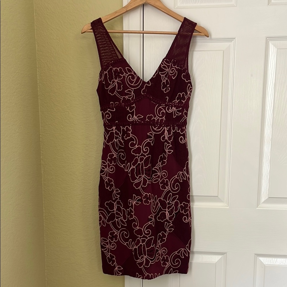 Vintage Anthropologie Burgundy Floral Dress